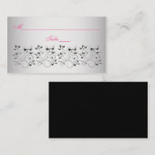 Cartes de place florales roses, noires et argentée (Devant / Derrière)
