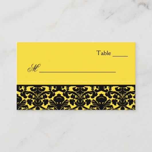 Cartes de place Jaune et Noir Damas (Devant)