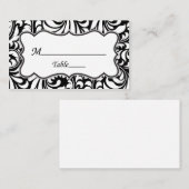 Cartes de Place Mariage damassé Blanc Noir Élégant (Devant / Derrière)