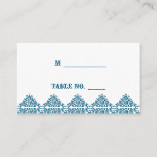 Cartes de Place Mariage damassé Bleues Marocaines