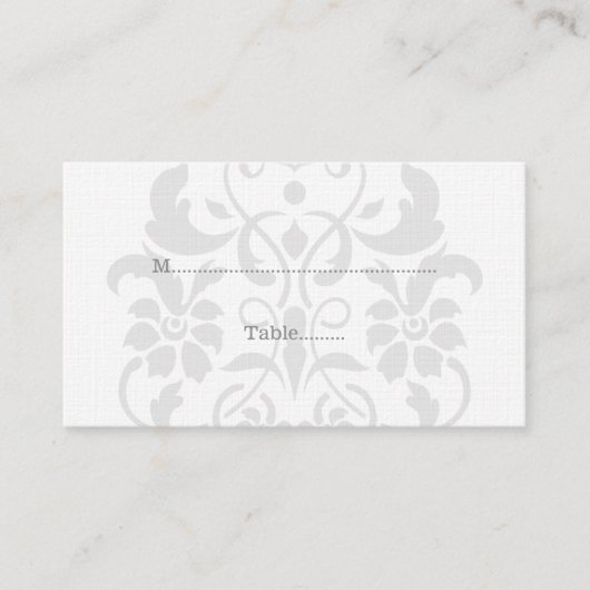 Cartes de Place Mariage damassé Gris Subtil (Devant)