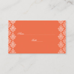 Cartes de place Mariage damassé orange et blanc