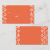 Cartes de place Mariage damassé orange et blanc (Devant / Derrière)