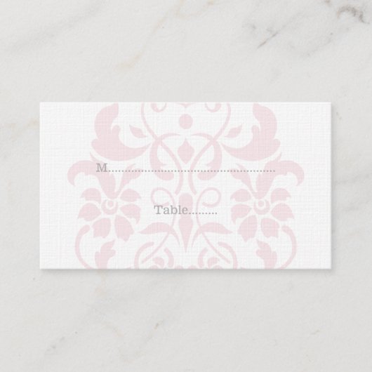 Cartes de Place Mariage damassé Rose Subtil (Devant)