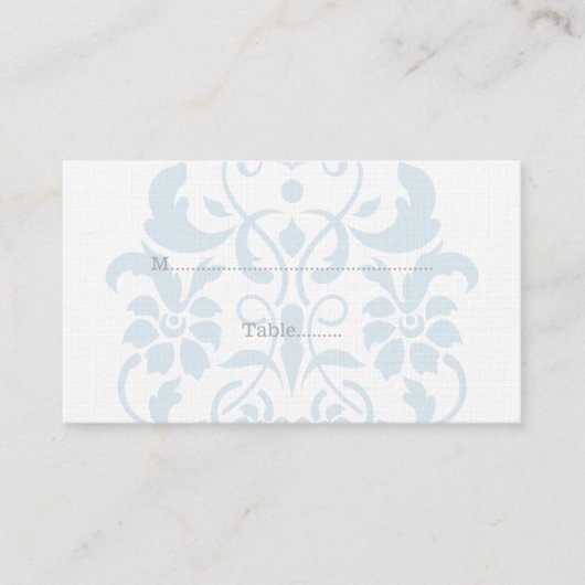 Cartes de Place Mariage damassé Subtile Bleu (Devant)