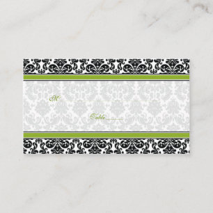 Cartes de Place Mariage damassé Vertes, Noires, Bl