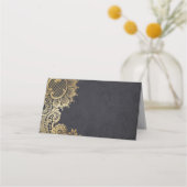 Cartes de place mariage en dentelle or noir (Dos)