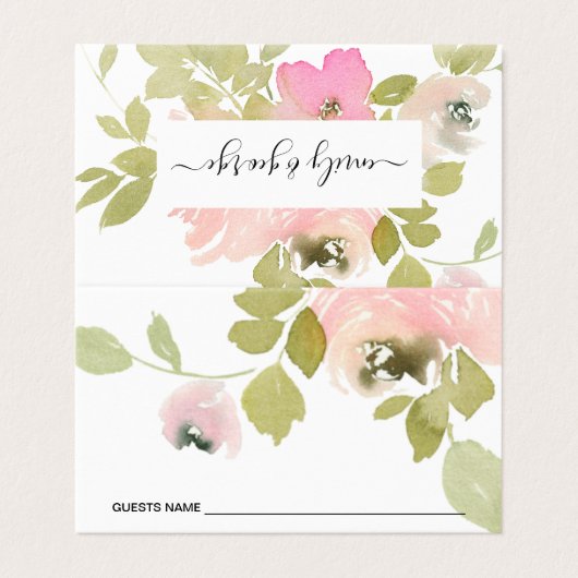 CARTES DE PLACE MARIAGE FLEURIES ROSES BLANCHES (Outside Unfolded)