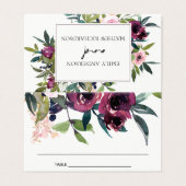 CARTES DE PLACE MARIAGE FLORALE BURGUNDY BRILLANT (Outside Unfolded)