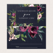 CARTES DE PLACE MARIAGE FLORALE MARINE BURGUNDY (Outside Unfolded)