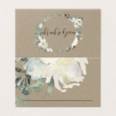 CARTES DE PLACE MARIAGE KRAFT IVORY WHITE FLORAL B (Outside Unfolded)
