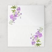 Cartes de place mariage violet Delphinium aquarell (Extérieur déplié)
