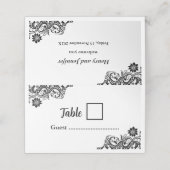 Cartes de place pliées en noir sur blanc (Extérieur déplié)