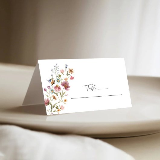 Cartes de place pliées Mariage fleur sauvage