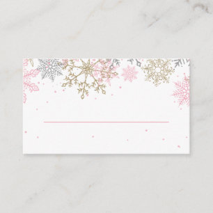 Cartes de place pour flocon de neige rose et or Pa