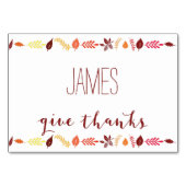 Cartes de Place Thanksgiving Leçons (Dos)