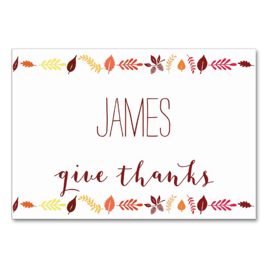 Cartes de Place Thanksgiving Leçons (Devant)