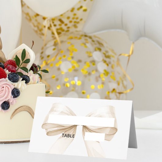 Cartes de placement à ruban beige crème | Élégant