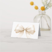 Cartes de placement à ruban beige crème | Élégant (Dos)