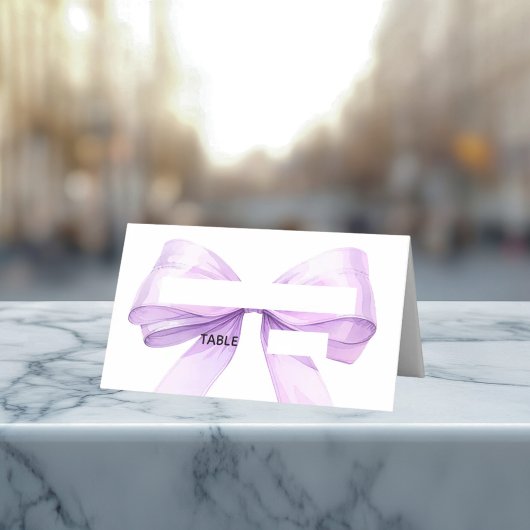 Cartes de placement à ruban lavande Élégant plié