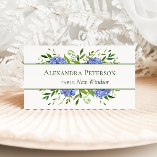 Cartes de placement aux hortensias bleues