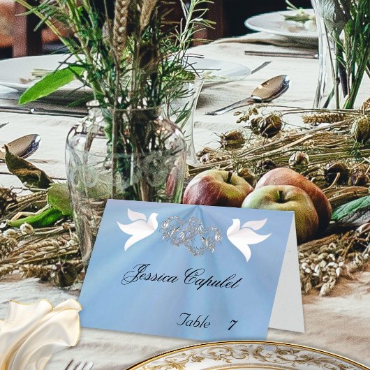Cartes de placement Cœurs et colombes entrelacés A