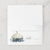 Cartes de placement de citrouille florale bleu mar (Extérieur déplié)