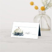 Cartes de placement de citrouille florale bleu mar (Devant)