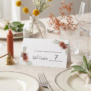 Cartes de placement de mariage bohème floral terra