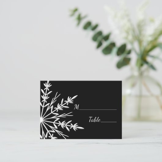 Cartes de placement de mariage d'hiver en flocon d (Debout devant)