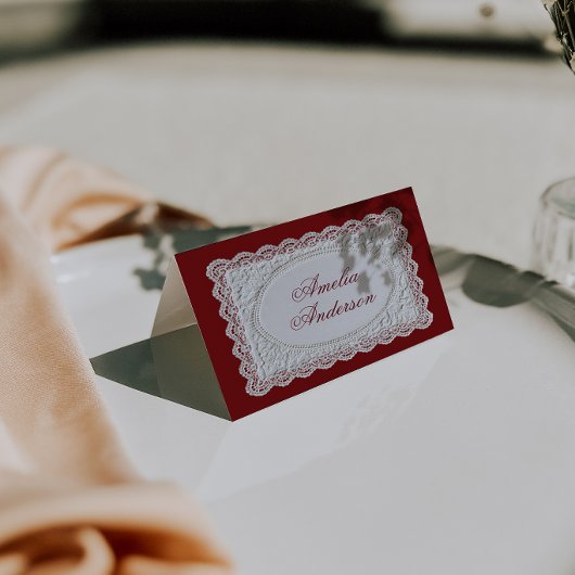 Cartes de placement de mariage en dentelle de Bour