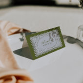 Cartes de placement de mariage en dentelle vert ol