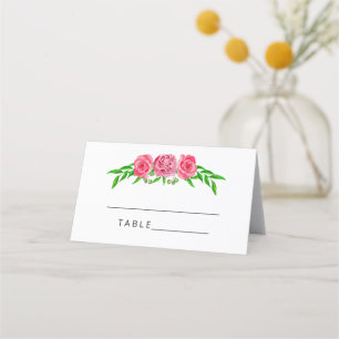 Cartes de placement de mariage floral rose