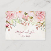 Cartes de placement de mariage florales roses de p (Dos)