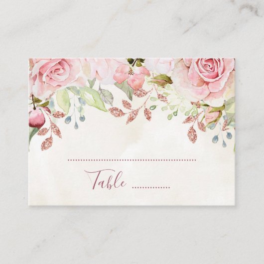 Cartes de placement de mariage florales roses de p (Devant)