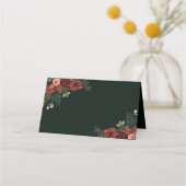 Cartes de placement de mariage florales vert foncé (Dos)