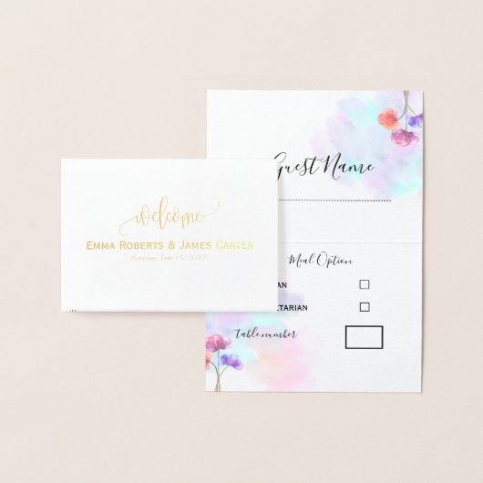 Cartes de placement de mariage rose pastel bleu (Affichage)