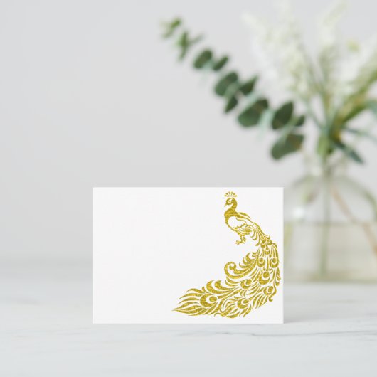 Cartes de placement de table blanche Peacock or (Debout devant)