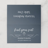Cartes de placement de table de mariage bleu pouss (Extérieur déplié)