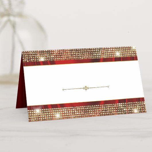 Cartes de placement de table élégantes rouge et or