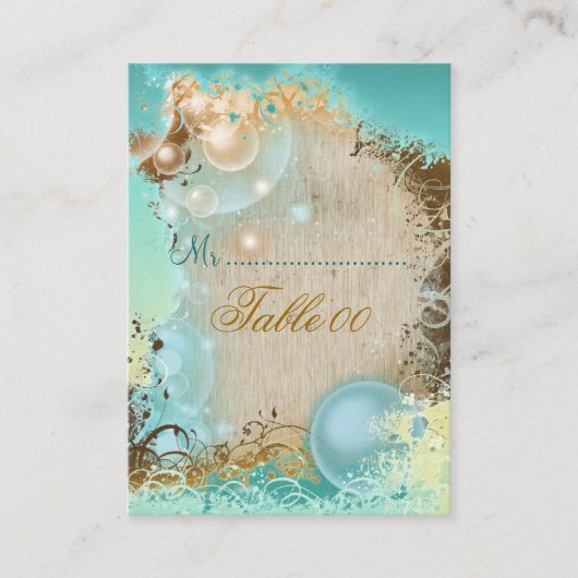 Cartes de placement de table thème plage (Devant)