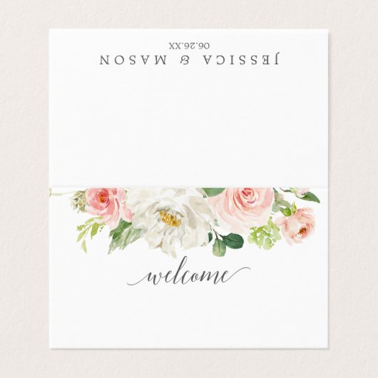 Cartes de placement en fleurs bleues (Extérieur déplié)