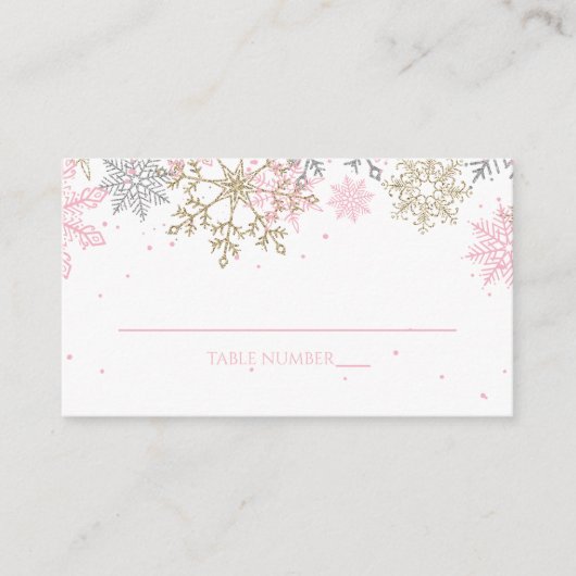 Cartes de placement Flocon de neige Paillettes Ros (Devant)