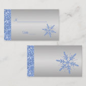 Cartes de placement Glittery Blue and Silver Snowf (Devant / Derrière)
