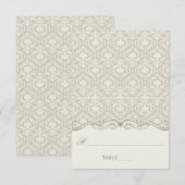 Cartes de placement pliées en Damassé Crème Tanné  (Devant / Derrière)