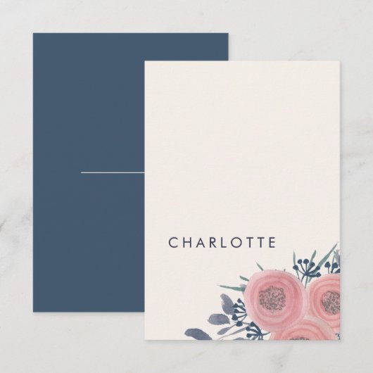 Cartes de placement pré-imprimées Blush Poppies (Devant / Derrière)