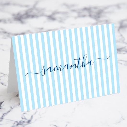 Cartes de placement Signature rayures bleu clair e