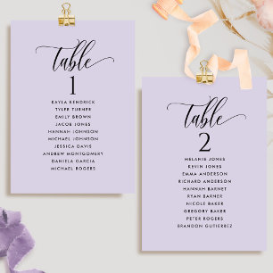 Cartes de plan chic Lavender avec des noms d'invit