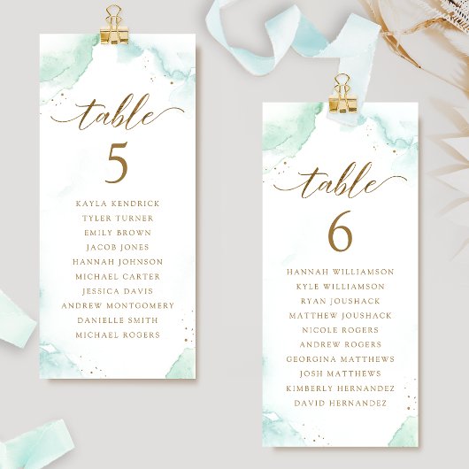 Cartes de plan d'assise en aquarelle avec nom d'in