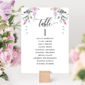 Cartes de plan de placement à fleurs pastel avec n